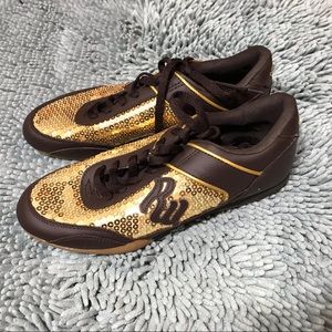 RocaWear brown sneakers with gold sequin